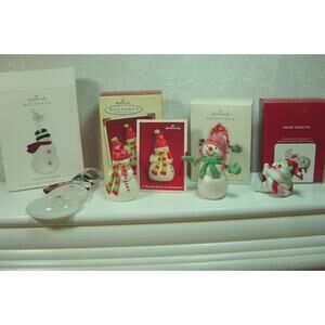 4 HALLMARK SNOWMEN-TOP HAT-HAPPY LITTLE SNOWMAN-WELCOME, FRIENDS & SNOW SWEETIE